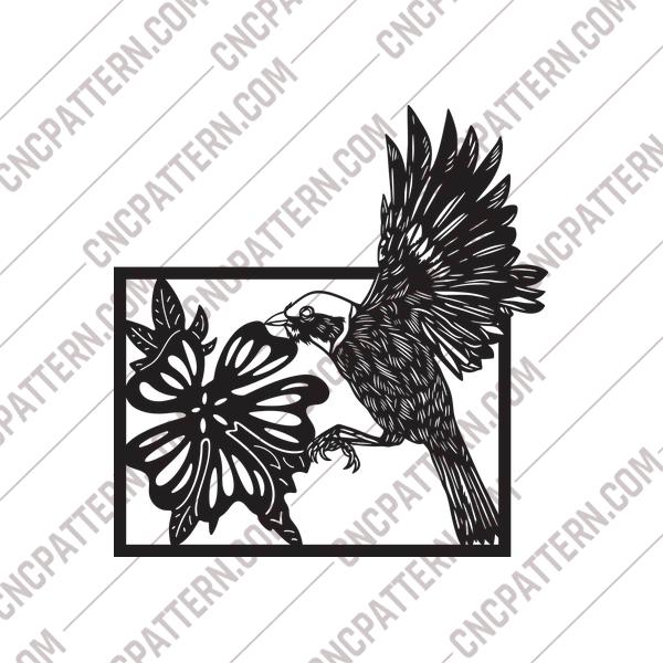 Bird Flower DXF Files - Download Cut Ready Designs