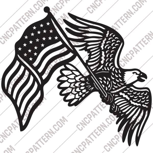 American Flag Eagle DXF File