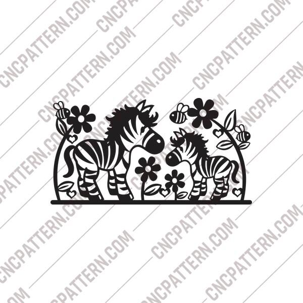 Zebra Flowers Decoration for Kids DXF File